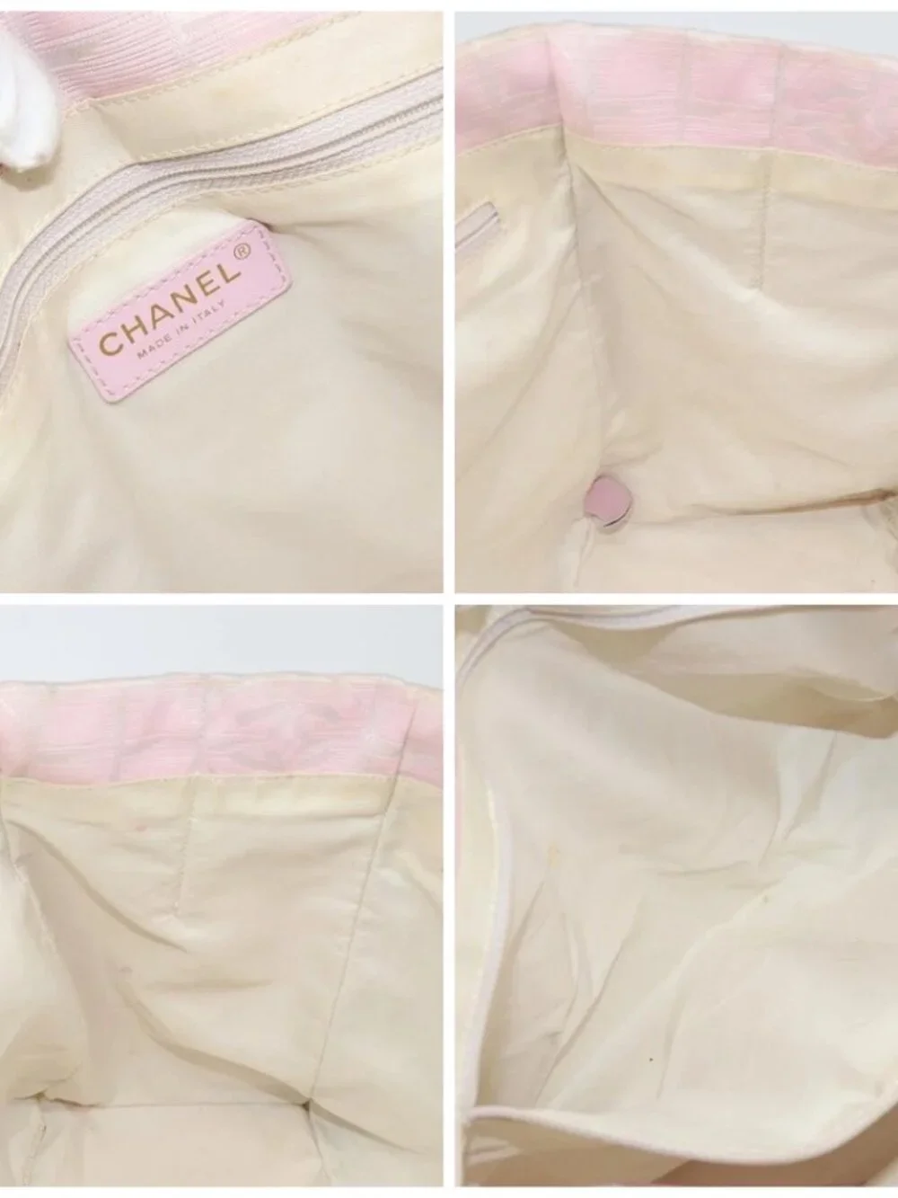 CHANEL New Travel Line Tote Bag Nylon Pink Gold CC Auth mr1511